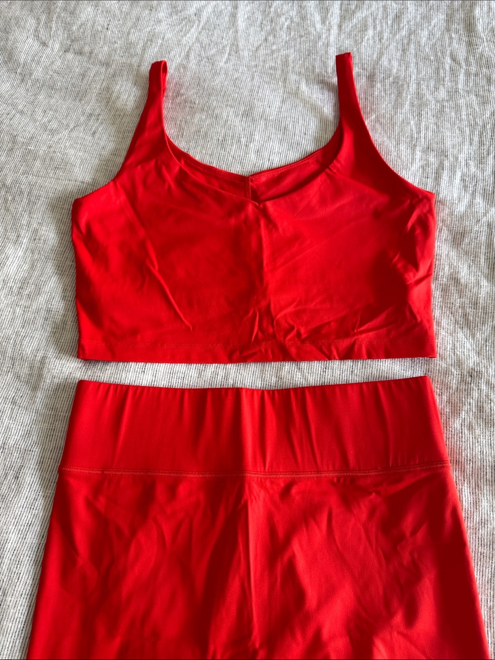 All Access Red Seamless Crop Bralette and Leggings Set — Women Workout Clothes